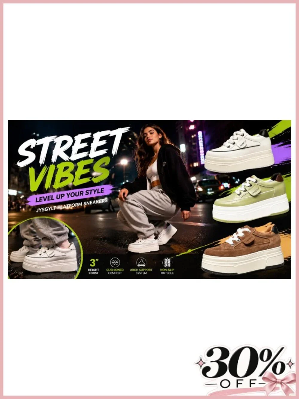 Platform Sneakers Women Chunky Casual Lace Up Comfort Shoes